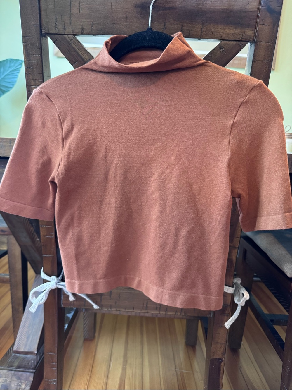 Rust Cropped Short-Sleeve Mockneck Top